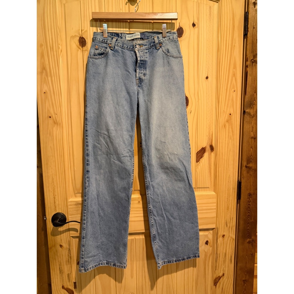 Vintage Gap Blue Jeans Super Wide Leg Light Wash Button Fly Denim Jeans 28x30